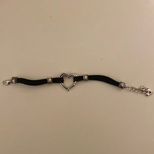 Brighton black cord with silver heart bracelet